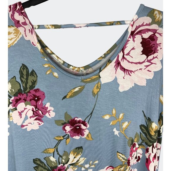 LuLaRoe Macy Floral Maxi Dress With Short Sleeves & Pockets Light Blue Medium - Picture 6 of 15